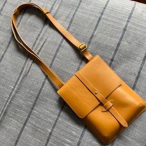 IllBeCa by Joy Gryson tan leather Chambers crossbody bag